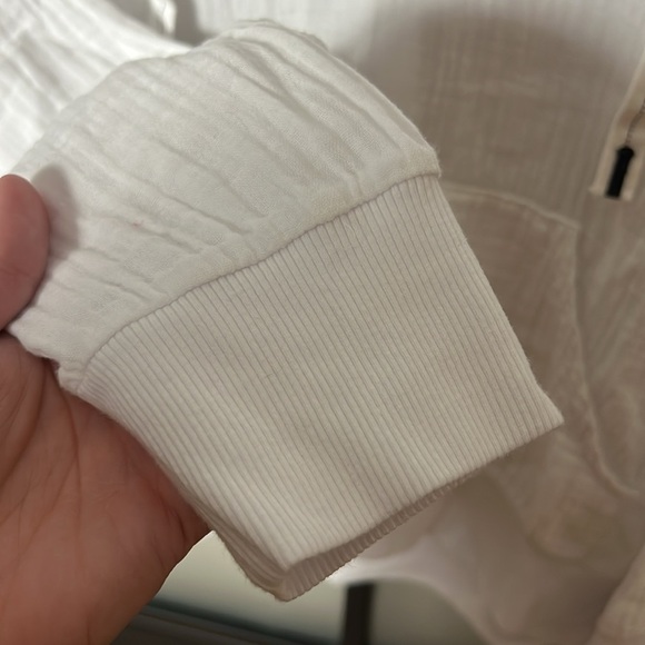 STATESIDE Crinkled Gauze Hoodie In White Size Medium - Picture 3 of 5